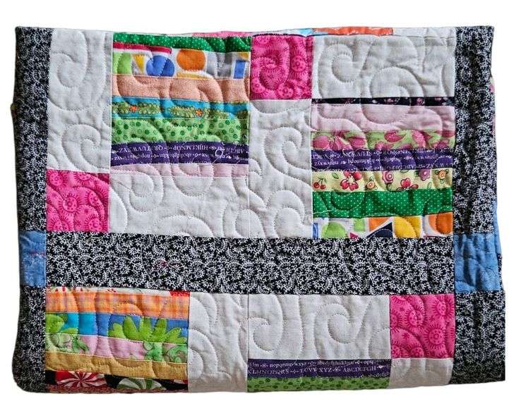 Colorful Modern Handmade Quilt – Strip Block Patter image