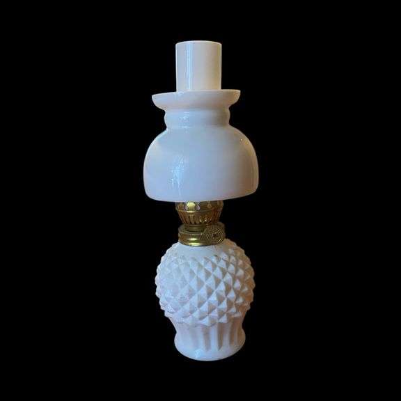 Miniature Milk Glass Oil Lamp image