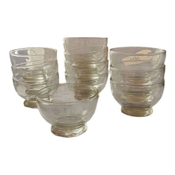 Set of Vintage Clear Glass Dessert or Custard Bowls image