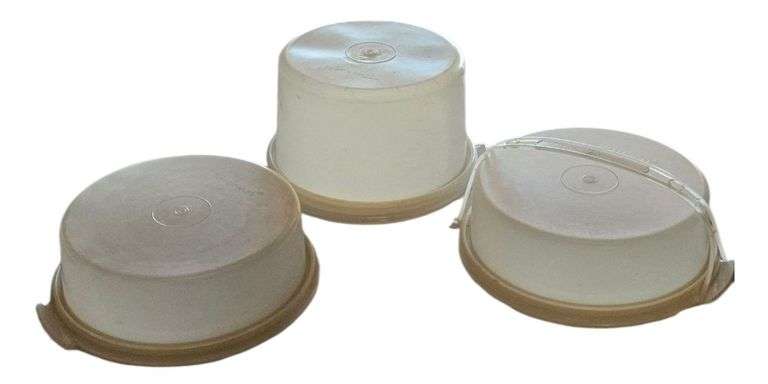 3 Vintage Cake Plates (Tupperware) image