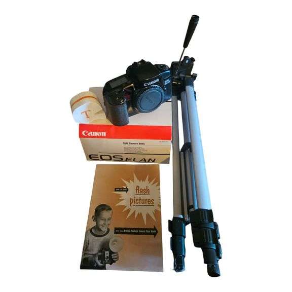 Canon EOS Elan 35mm Film Camera with Tripod & Original Box image