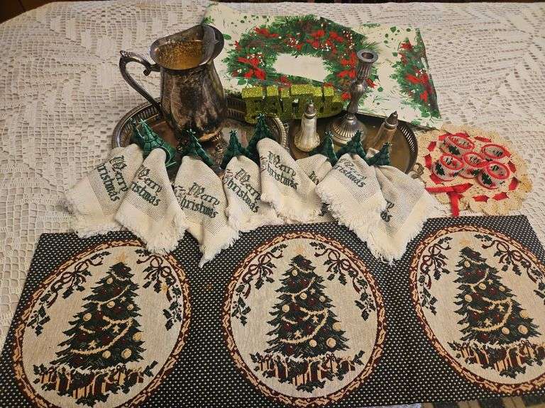 Silver Serving Pieces and Christmas Decor image