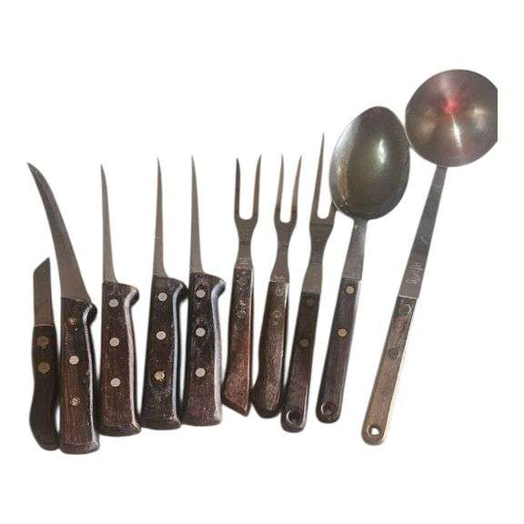 Vintage Wooden-Handle Kitchen Utensil Lot – 13 Pieces image