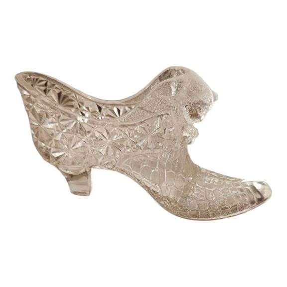 Vintage Clear Glass Shoe with Bird Design image