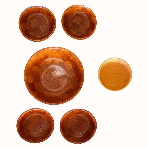 Mid-Century Wooden Serving Bowl Set image