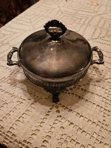 Vintage silver plate serving bowl image