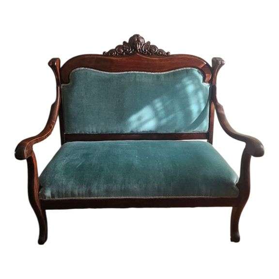 Antique Carved Victorian Settee with Angel Motif image