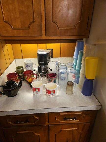 Coffee Maker, Cups and Glasses image