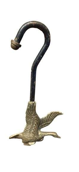 Vintage Brass Swan-Handle Fireplace Tool image