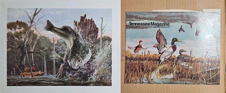 Tennessee Wildlife Art Prints – “Largemouth Bass” & “Mallards in Flight” (1970s Collection) image
