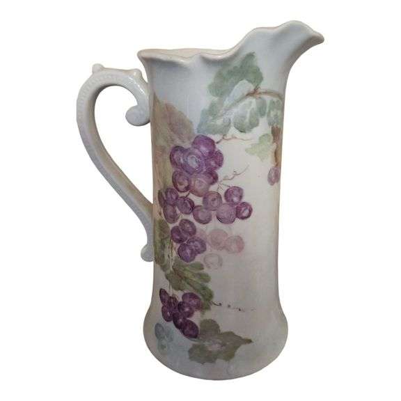 Hand-Painted Porcelain Pitcher with Grape Motif image