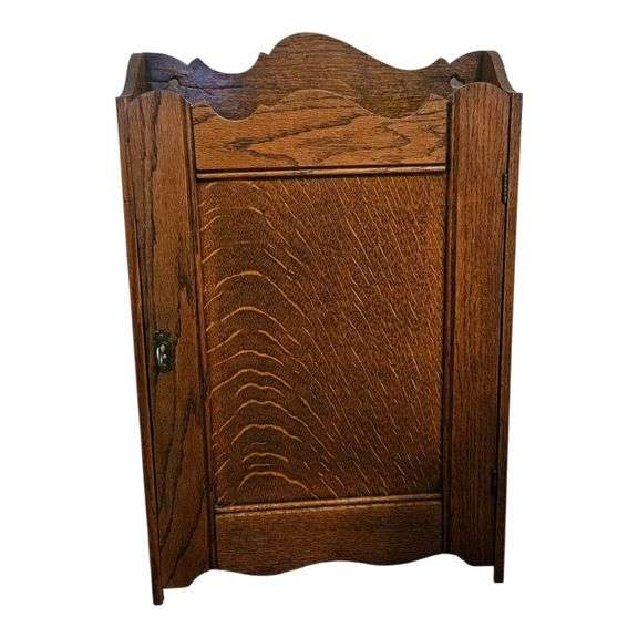 Antique Oak Wall Cabinet with Shelves image