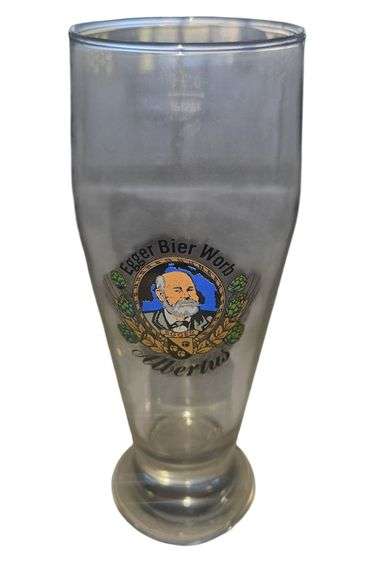 Egger Bier Worb “Albertus” Pint Glass – Vintage European Brewery Glass image