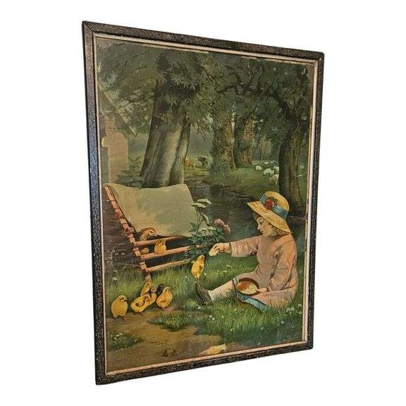 Vintage Child With Chicks Framed Print image