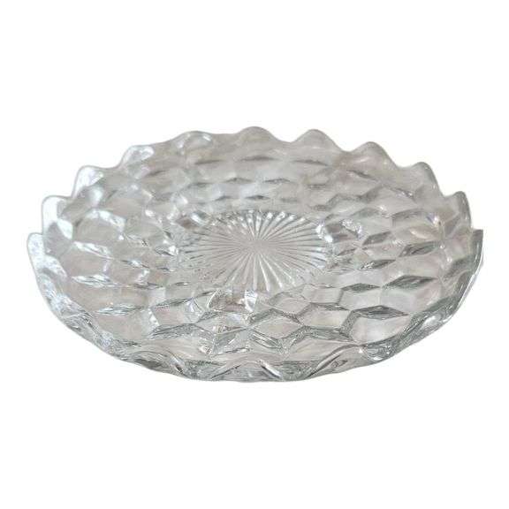 Vintage Clear Pressed Glass Pitcher with Matching Underplate image