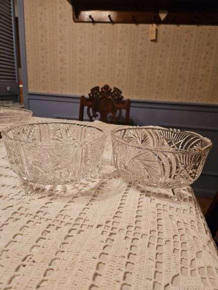 3 Footed Lead Crystal Bowls x2 image