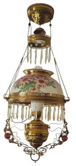 Antique Electrified Parlor Hanging Lamp image