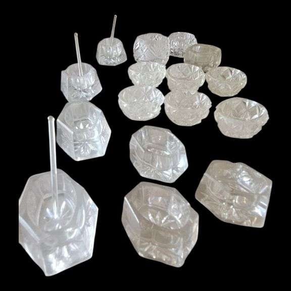 Large Lot of Vintage Cut Glass Salt Cellars image