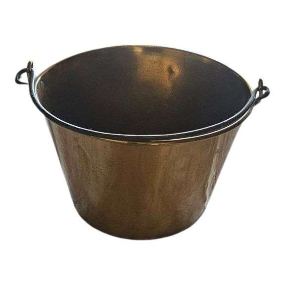Vintage Brass Bucket with Iron Swing Handle image