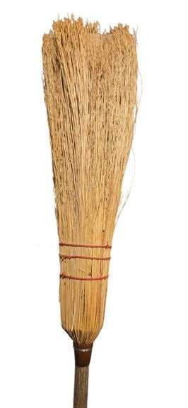 5-Foot Handmade Straw Broom with Wooden Handle image