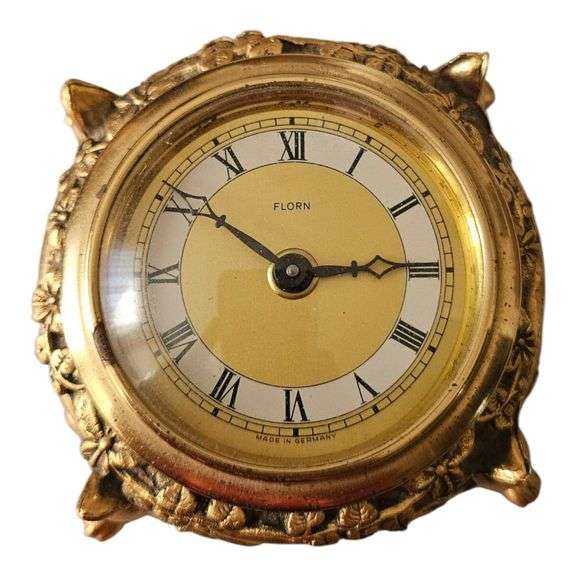 Vintage FLORN Brass Table Clock – Made in German image