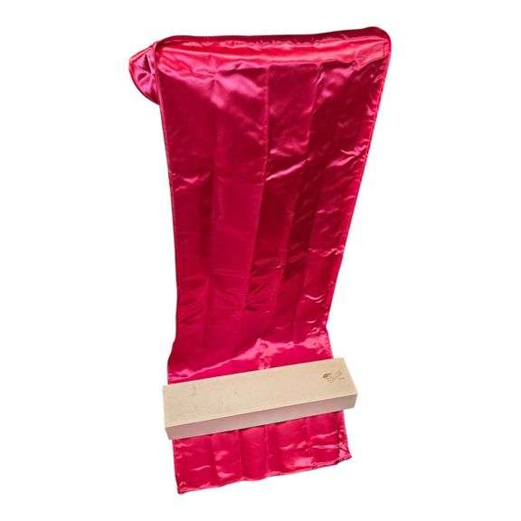 Vintage Satin Garment Bag – Hot Pink with Brass Hanger image