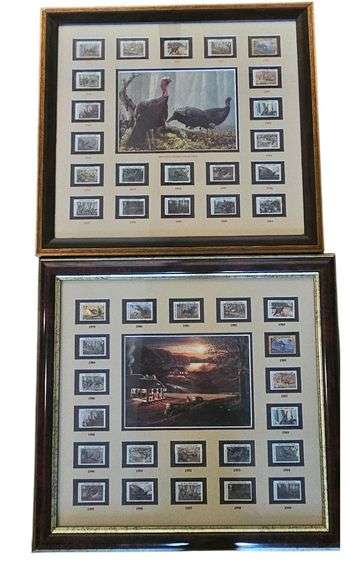 Set of 2 Framed NWTF Stamp Collections – Wild Turkey Conservation Prints & Stamps image