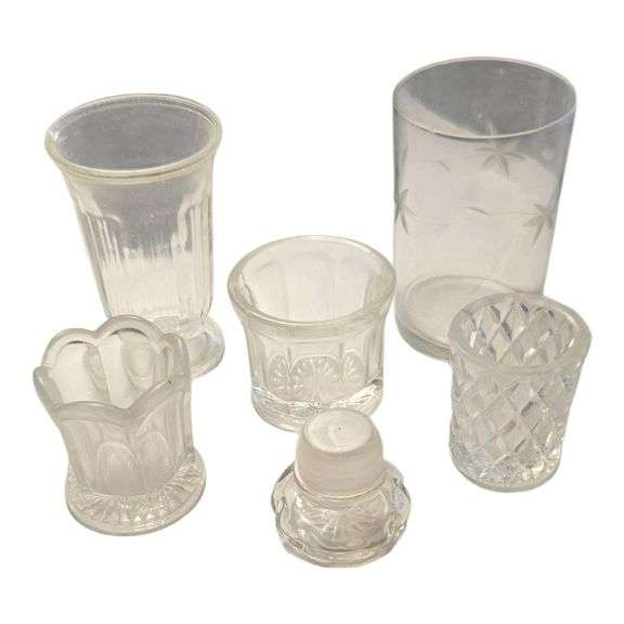 Vintage Pressed & Cut Glass Vanity & Toothpick Holder Collection (6 pcs) image