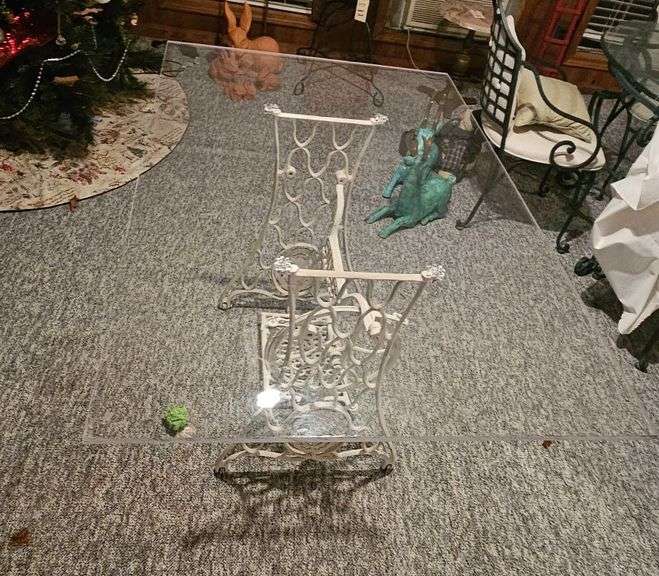 Vintage Sewing Machine Base Table w/ Plexiglass Top image