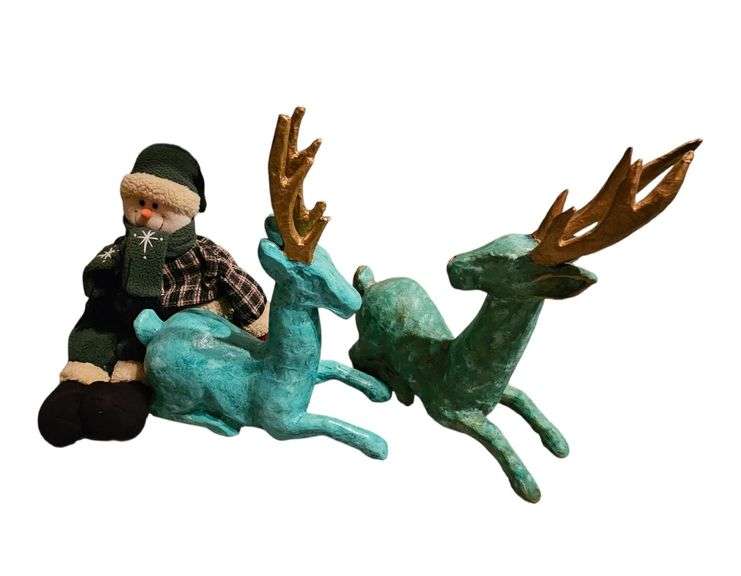 Pair of Paper Mache Reindeer Figures image