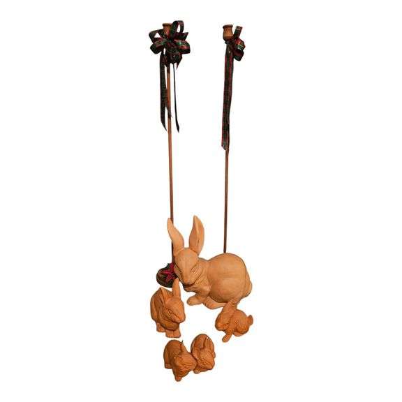 Terracotta Bunny Figurines + Tall Decor Candlesticks image