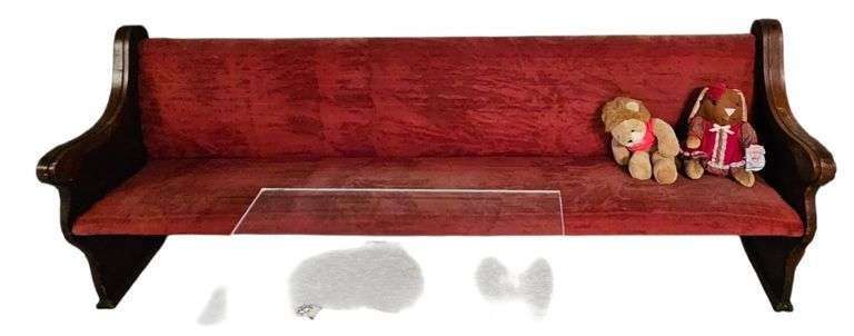 99" Red Upholstered Church Pew Bench image