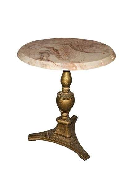 Vintage Marble-Top Pedestal Accent Table image