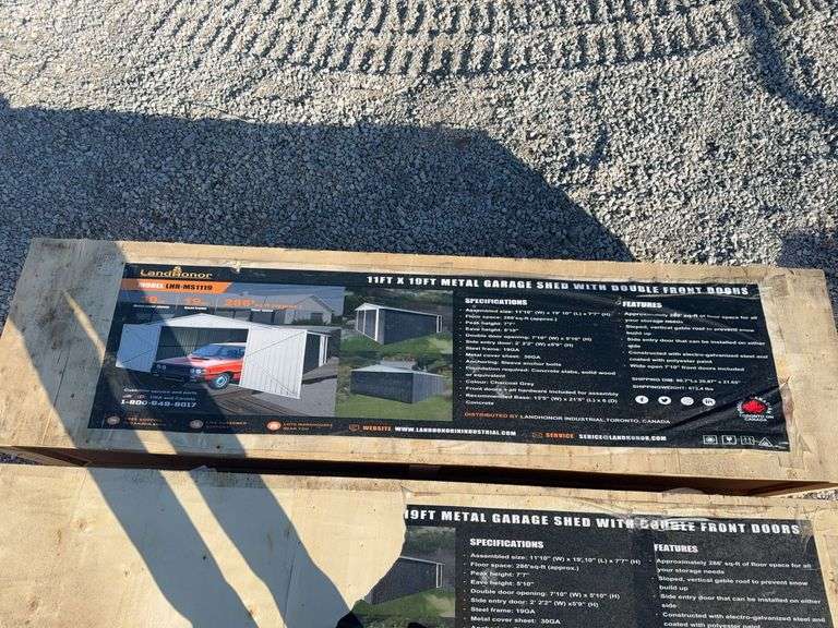 11’x19’ metal garage shed with double front doors image