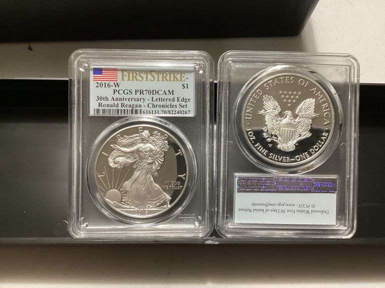 2016-W PCGS PR70DCAM Ronald Reagan Chronicles Set Lettered Edge Silver Eagles image