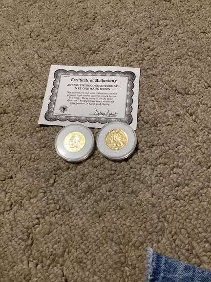 2001-2002 Statehood Quarter Dollars 24kt Gold Plated Edition image
