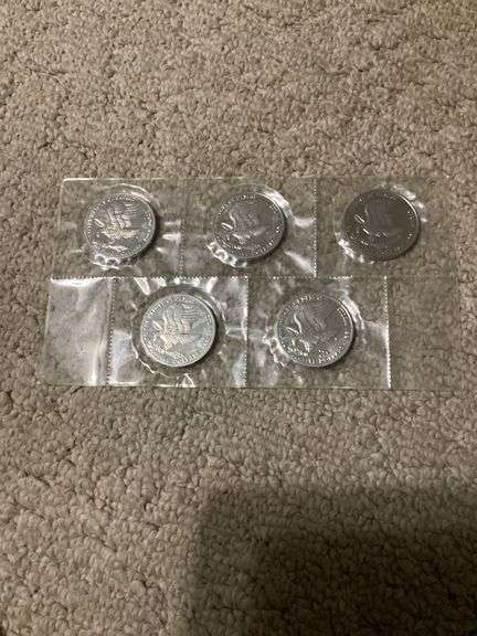Five American Silver Eagle Dollar Coins image