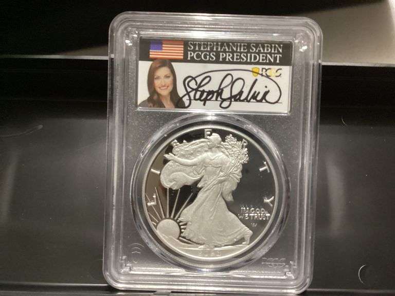 2023-S PCGS PR70DCAM Silver Eagle - Stephanie Sabin Signed Label image