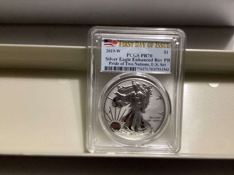 2019-W Silver Eagle Enhanced Rev PR70 First Day of Issue PCGS Coin image