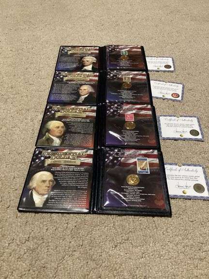 Presidential Dollar Coin and Stamp Sets - Washington, Adams, Jefferson, and Madison image