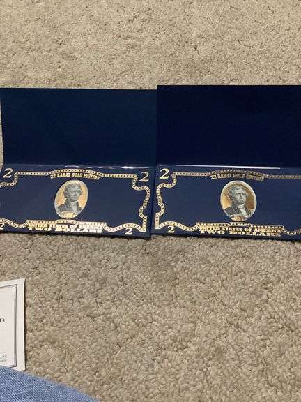 Two 22 Karat Gold Edition $2 Bills - Lot 048 image