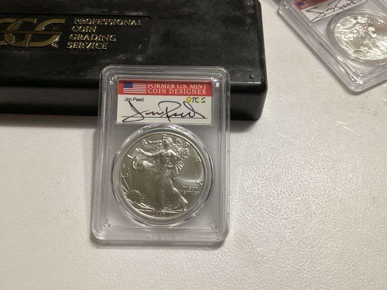 2020 PCGS MS70 Silver Eagle First Day of Issue Signed by Jim Peed image