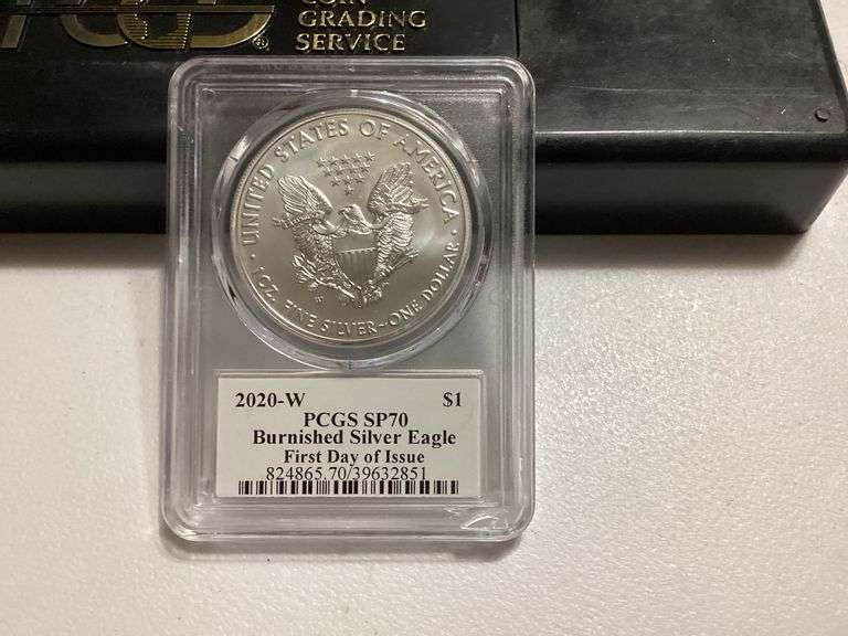 2020-W PCGS SP70 Burnished Silver Eagle First Day of Issue image
