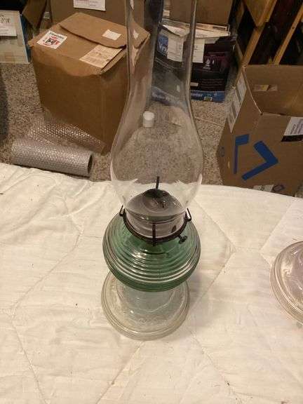 Oil Lamp with Green Glass Base image