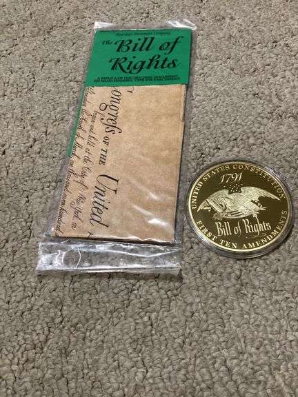 Bill of Rights 1999 Gold-Clad Replica Coin & Parchment Lot 020 image
