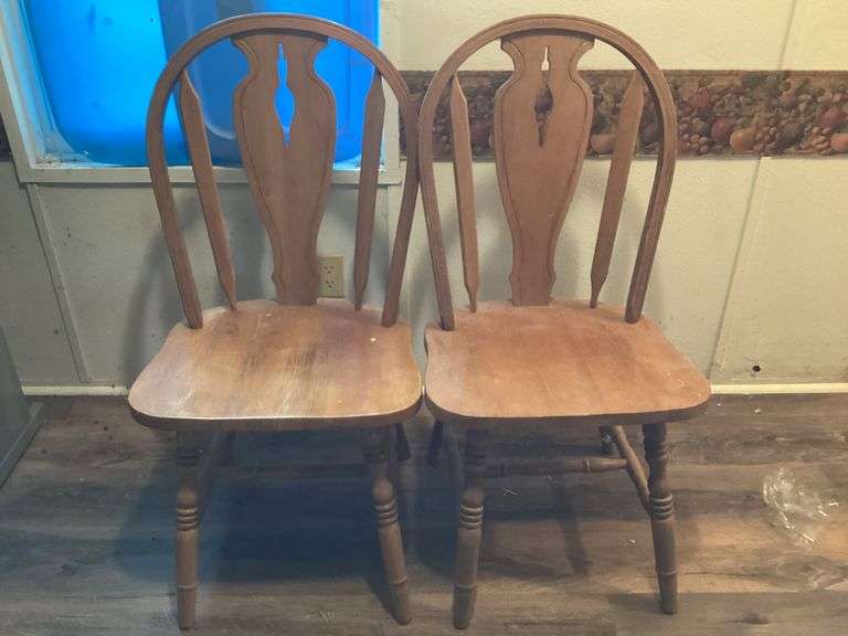 Pair of Wooden Spindle Back Dining Chairs image