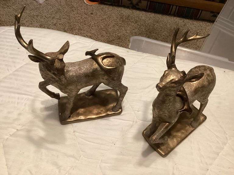 Pair of Bronze-Colored Deer Figurines image