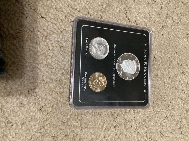 John F. Kennedy Coin Set - Half Dollar, Presidential Dollar, Silver Bullion Commemorative image