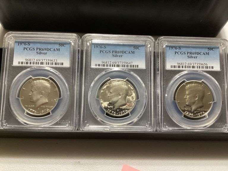 Three 1976-S PCGS PR69DCAM Kennedy Half Dollars - Silver image