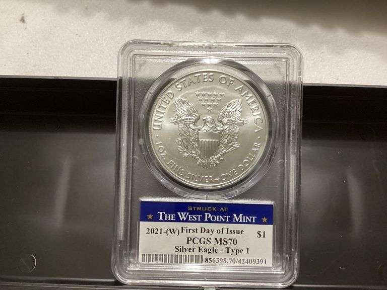 2021-(W) First Day of Issue $1 Silver Eagle - Type 1 PCGS MS70 Coin image